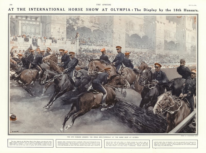 Visning av de 18. husarene på International Horse Show på Olympia, London, 1914 av Addison Thomas Millar