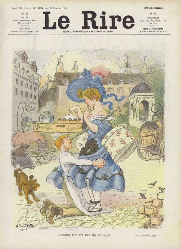Kjærlighet er en glede som deles. Illustrasjon for Le Rire av Adolphe Leon Willette