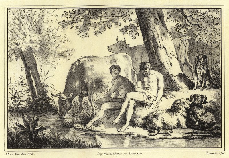 Riverbank scene av Adriaen van de Velde