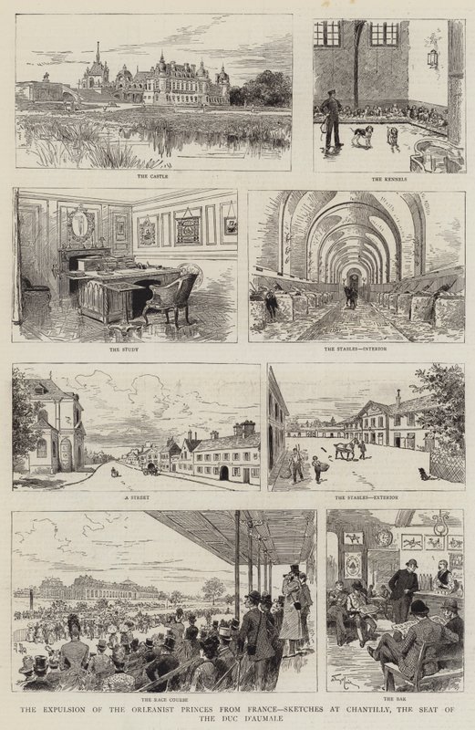 Utvisningen av de orleanistiske prinsene fra Frankrike, skisser ved Chantilly, setet til Duc d