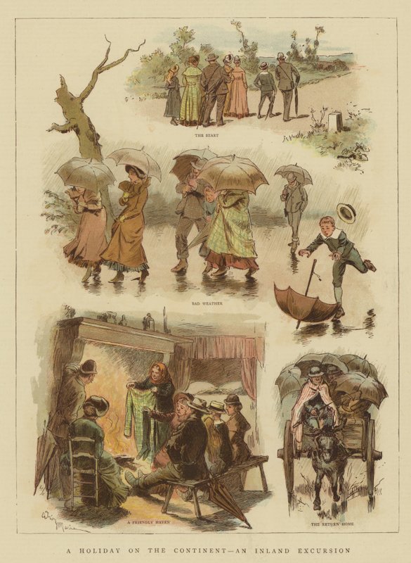 En ferie på kontinentet, en innlandsutflukt (chromolitho) av Adrien Emmanuel Marie