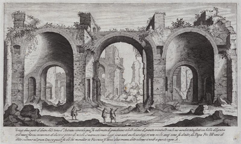 Baths of Caracalla, Roma (gravering) av Aegidius Sadeler or Saedeler