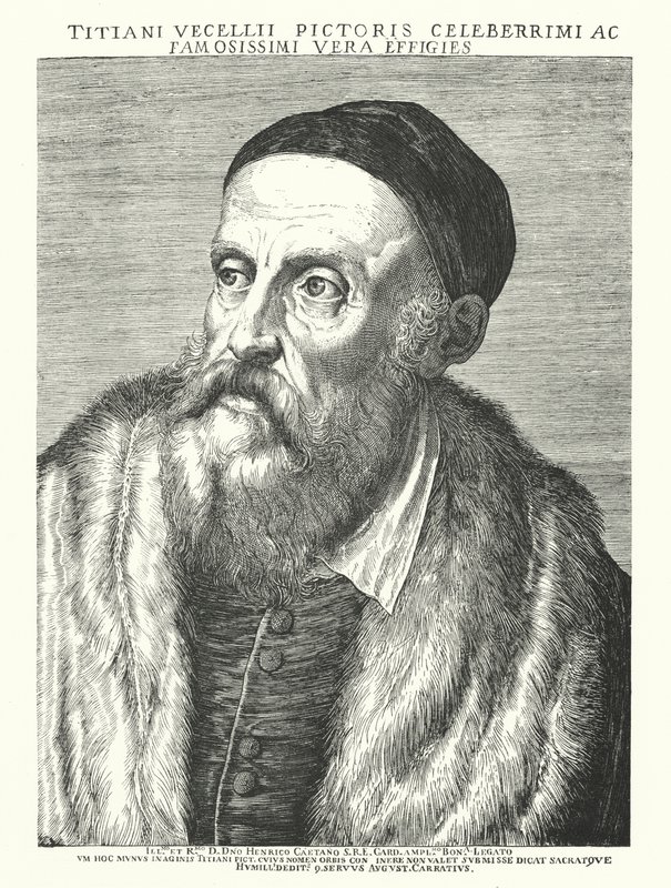 Titian , italiensk renessansekunstner (gravering) av Agostino (after) Carracci