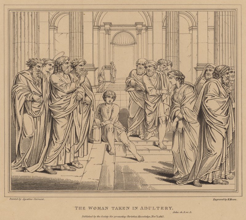 Kvinnen tatt i utroskap, John av Agostino Carracci