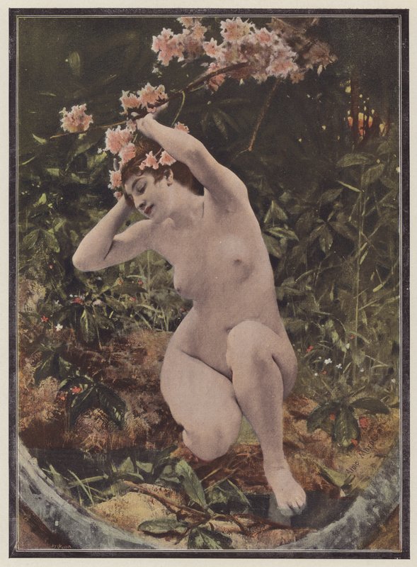 Dryade, trenymfe fra gresk mytologi (farge litho) av Aimé Nicolas Morot