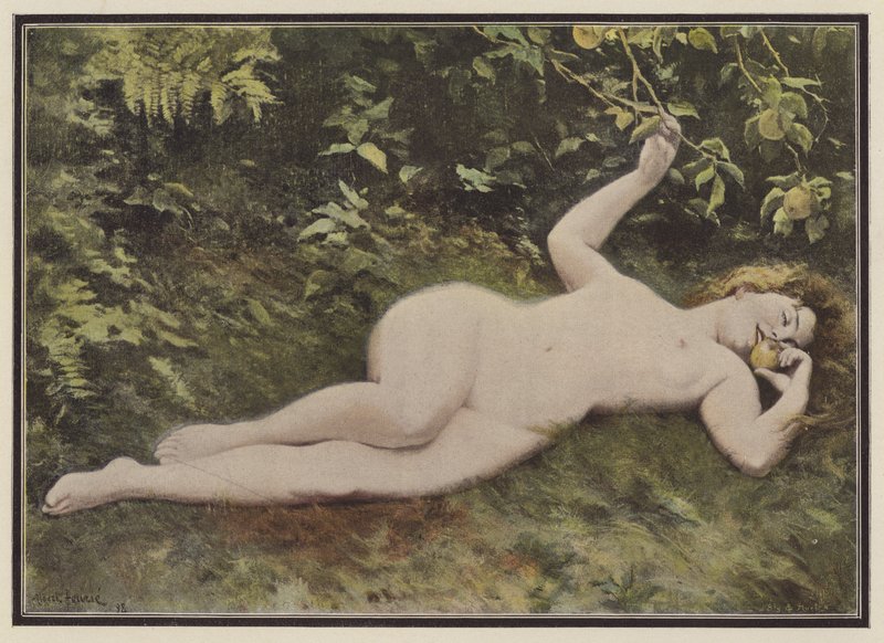 En datter av Eva (farge litho) av Albert Auguste Fourie