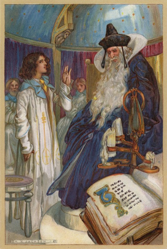 Jeg begynte å ta mot, og relaterte til Hans Høyhet en kort historie om mine flere eventyr (chromolitho) av Albert Edward Jackson