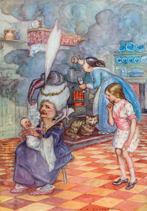 Illustrasjon for Alice i Eventyrland (farge litho) av Albert Edward Jackson