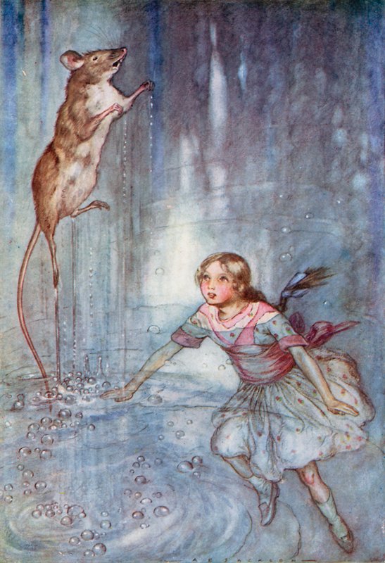 Illustrasjon for Alice i Eventyrland (farge litho) av Albert Edward Jackson