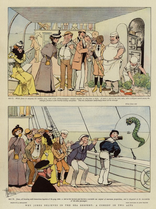 Hvorfor Jones tror på Sea Serpent, en komedie i to akter (chromolitho) av Albert Guillaume