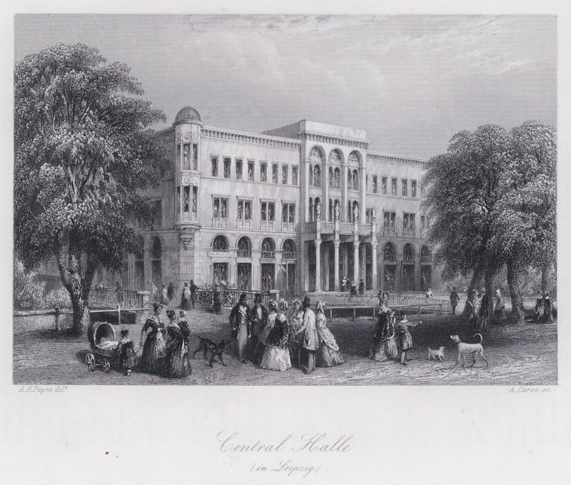 Central Halle, i Leipzig (gravering) av Albert Henry Payne