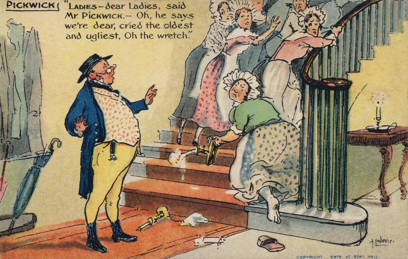 Mr Pickwick fornærmer en gruppe kvinner (chromolitho) av Albert Jnr. Ludovici