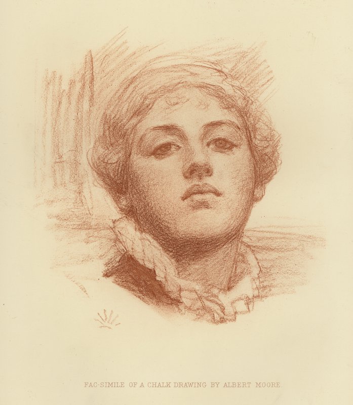 Faksimile av en kritttegning (gravering) av Albert Joseph (after) Moore