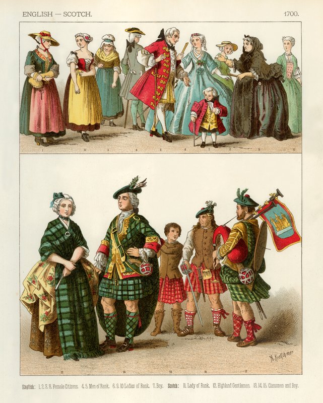 Engelske og skotske kostymer 1700 av Albert Kretschmer