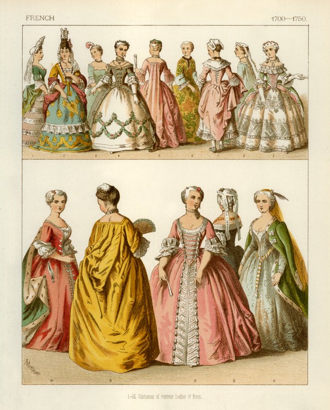Franske kostymer 1700-1750 av Albert Kretschmer