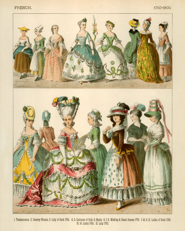 Franske kostymer 1750-1800 av Albert Kretschmer