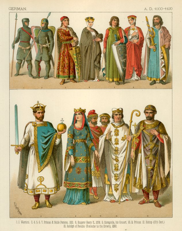 Tysk drakt 1000-1100 e.Kr av Albert Kretschmer