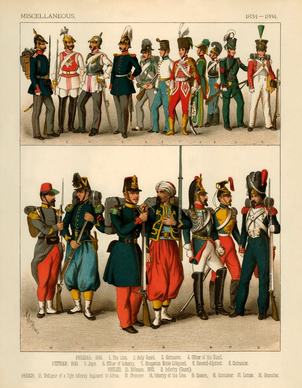 Diverse kostymer 1834-1864 av Albert Kretschmer