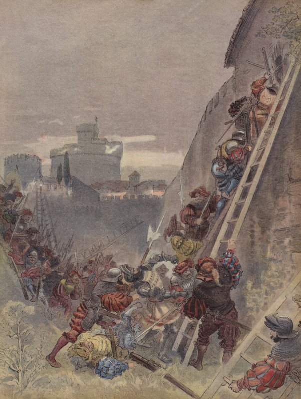 Bourbon ble drept i angrepet på Roma 6. mai 1527 av Albert Robida