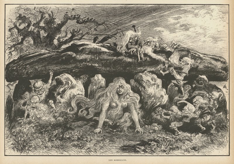 Korrigans, ånder fra bretonsk legende (litho) av Albert Robida