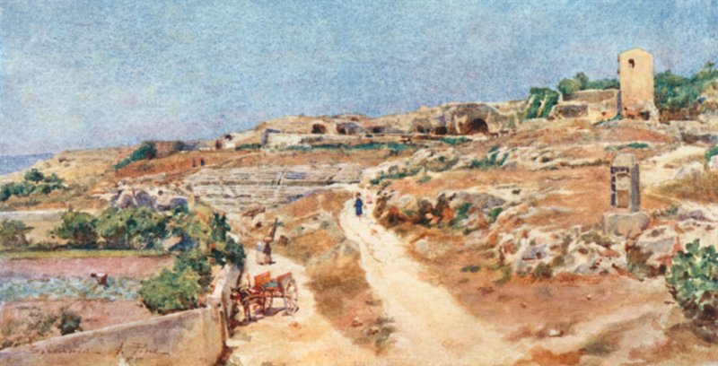 The Theatre and Street of Tombs, Syracuse av Alberto Pisa