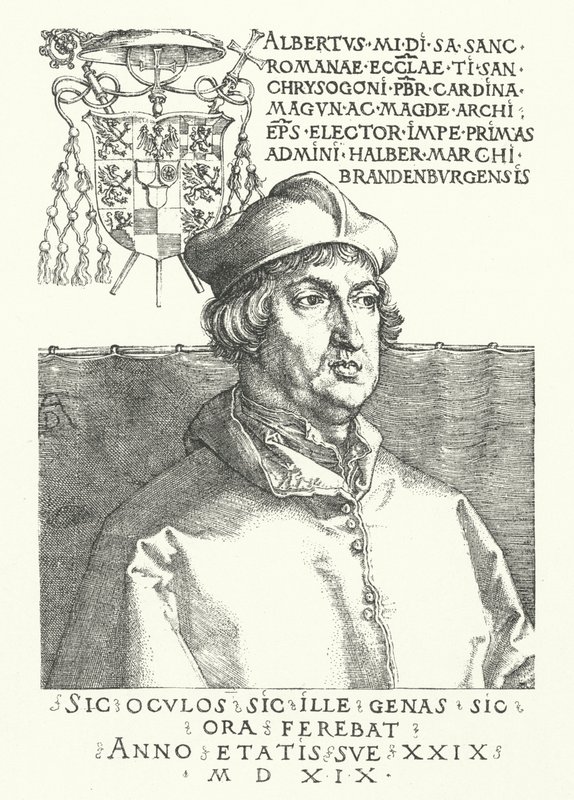 Kardinal Albrecht av Brandenburg, kurfyrst og erkebiskop av Mainz av Albrecht Dürer