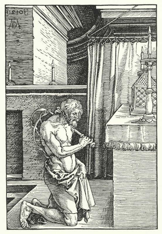 Kong David gjør bot (gravering) av Albrecht (after) Durer or Duerer
