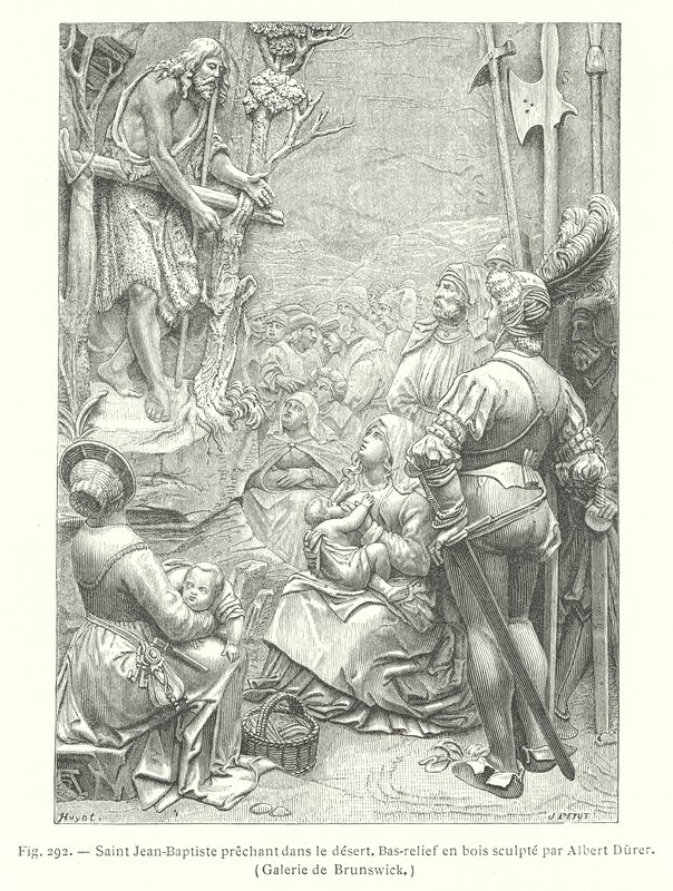 Døperen Johannes forkynner i ørkenen (gravering) av Albrecht (after) Durer or Duerer