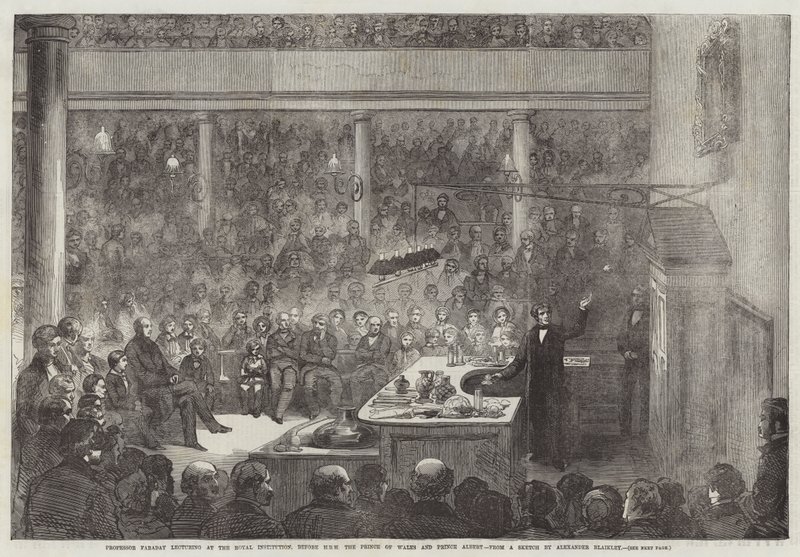 Professor Faraday foreleser ved Royal Institution, før HKH Prinsen av Wales og Prins Albert av Alexander Blaikley