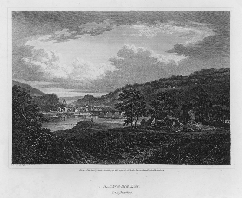 Langholm, Dumfrieshire (gravering) av Alexander (after) Nasmyth