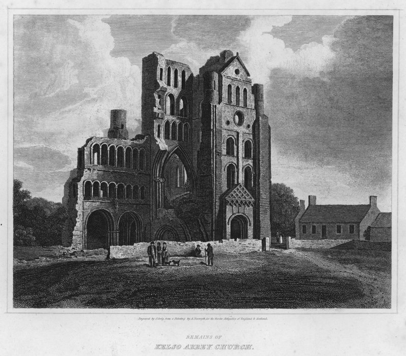 Rester av Kelso Abbey Church (gravering) av Alexander (after) Nasmyth