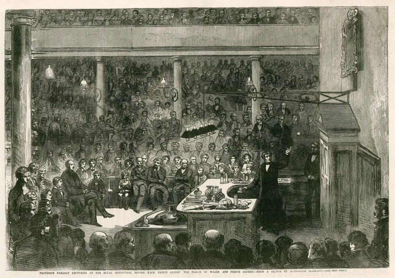 Professor Faraday foreleser ved Royal Institution før HKH Prins Albert, Prinsen av Wales og Prins Alfred av Alexander Blaikley