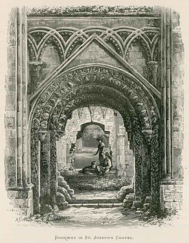 Glastonbury Abbey, døråpning i St Joseph