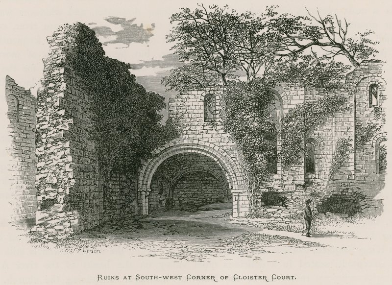 Kirkstall Abbey, ruinene ved det sørvestlige hjørnet av Cloister Court av Alexander Francis Lydon