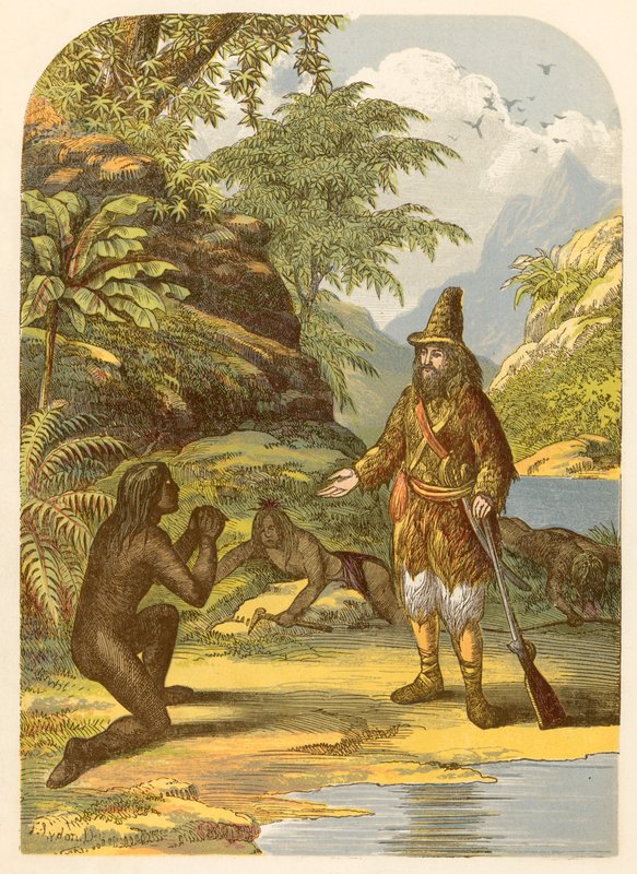Robinson Crusoe redder fredagen fra villmennene av Alexander Francis Lydon