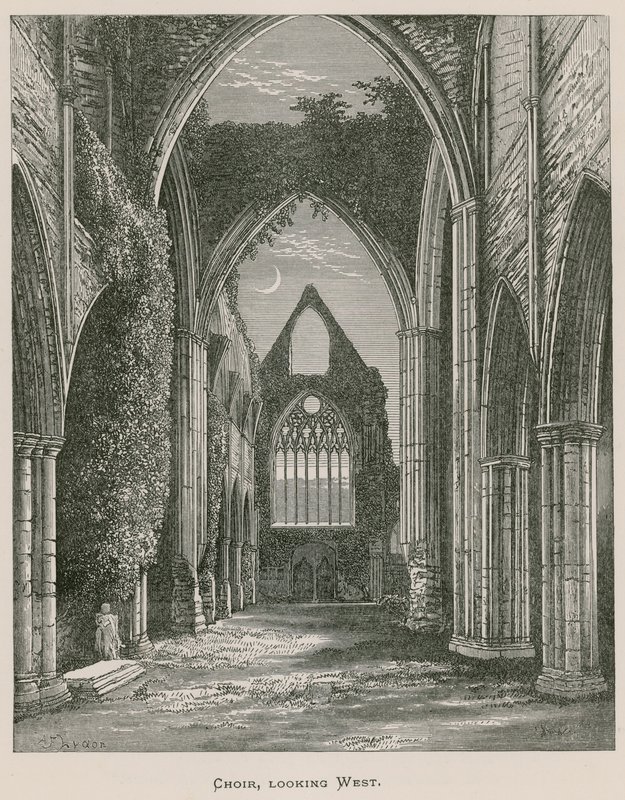Tintern Abbey, kor, ser vestover av Alexander Francis Lydon