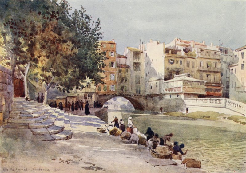 Narbonne, "The Canal Of The Two Seas" (farge litho) av Alexander Henry Hallam Murray