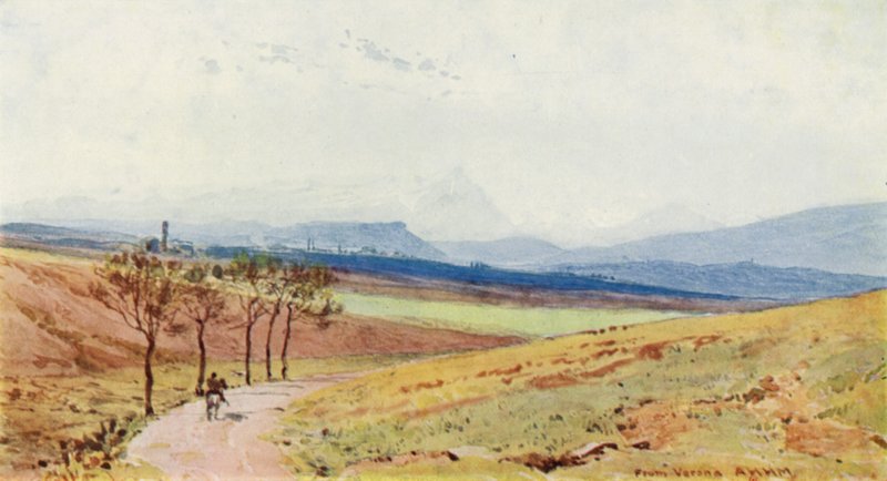 Alpene fra Verona (farge litho) av Alexander Henry Hallam Murray
