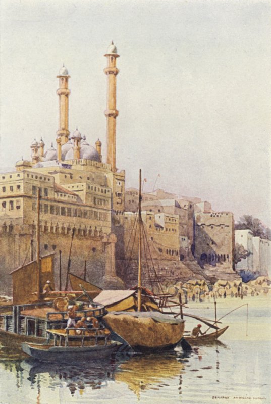 Ghats nedenfor Aurangzebs-moskeen, Benares av Alexander Henry Hallam Murray