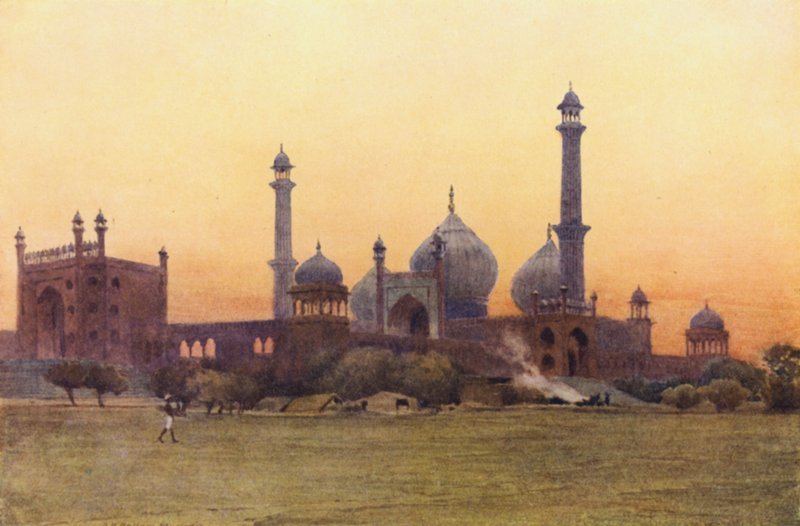 Jumma Musjid, Delhi, ved solnedgang av Alexander Henry Hallam Murray