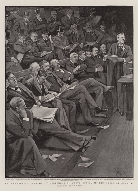 Herr Chamberlain avgir sin uttalelse om Sør-Afrika i Underhuset av Alexander Stuart Boyd