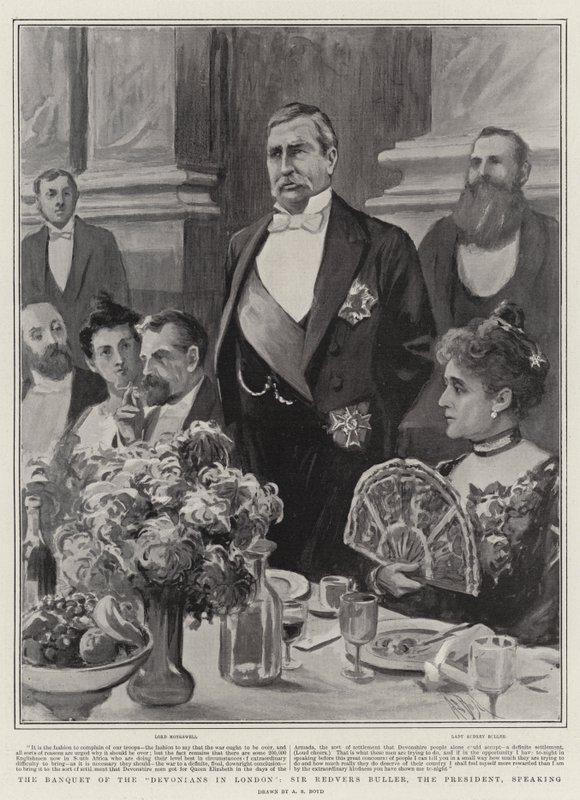 The Banquet of the Devonians i London, Sir Redvers Buller, presidenten, taler av Alexander Stuart Boyd