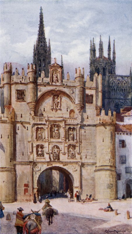 Puerta S Maria, Burgos (farge litho) av Alexander Wallace Rimington