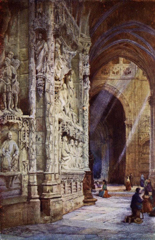 Ambulatoriet, Burgos katedral (farge litho) av Alexander Wallace Rimington