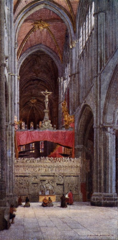Skipet til Avila katedral (farge litho) av Alexander Wallace Rimington