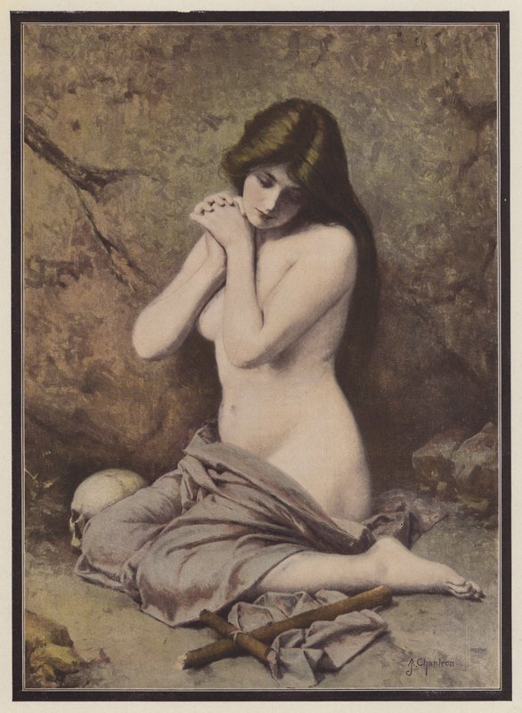 Angrer Maria Magdalena (farge litho) av Alexandre Jacques Chantron