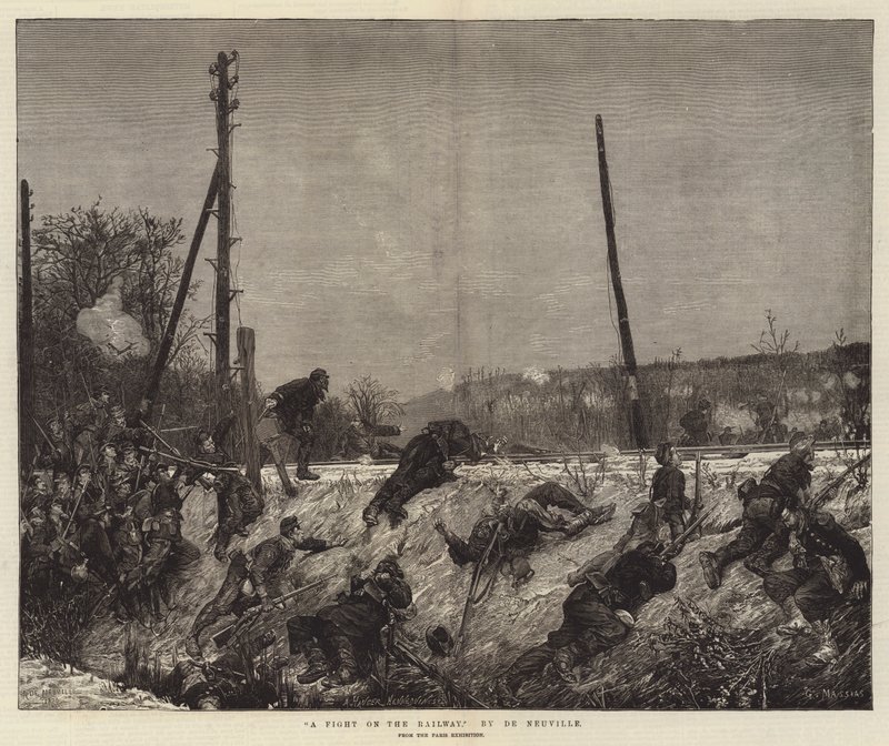 En kamp på jernbanen av Alfred Brunel de Neuville