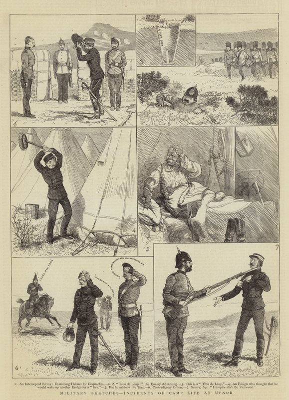 Militære skisser, hendelser av leirlivet på Upnor av Alfred Chantrey Corbould