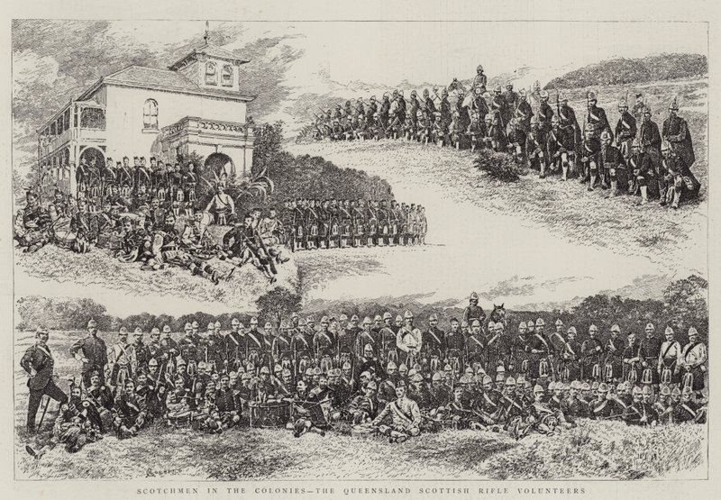 Scotchmen in the Colonies, Queensland Scottish Rifle Volunteers av Alfred Chantrey Corbould