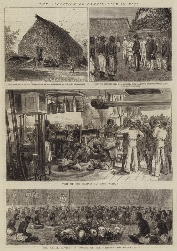 Avskaffelsen av kannibalisme i Fiji av Alfred Chantrey Corbould